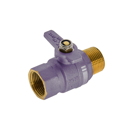 Dual Approved Ball Valve Brass Handle MI X FI Lilac 20mm