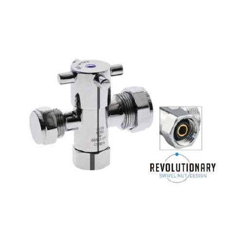 20mm x 15mm Fitquik Dual Isolation Stop 1/4 Turn With Ceramic Disc