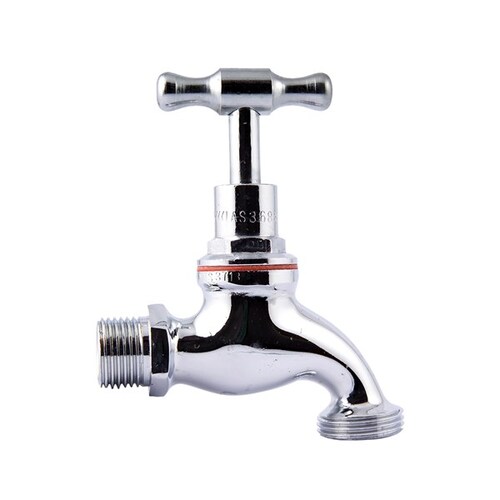 15mm 1/2" Male Hose Tap Cock Bib Tee Head Chrome Plated