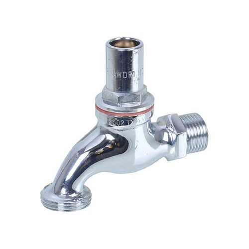 Hose Tap Vandal Proof Chrome Plated Flat MI 15mm