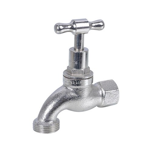 Hose Tap T Handle Nickel Plated FI 15mm