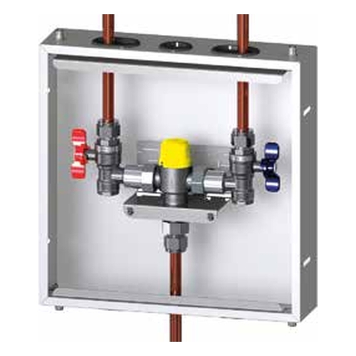 15mm Tempering Valve Plumbed In S/S Recessed Box - Lead Free