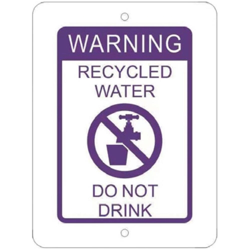 75mm x 100mm RECYCLED WATER WARNING SIGN YELLOW